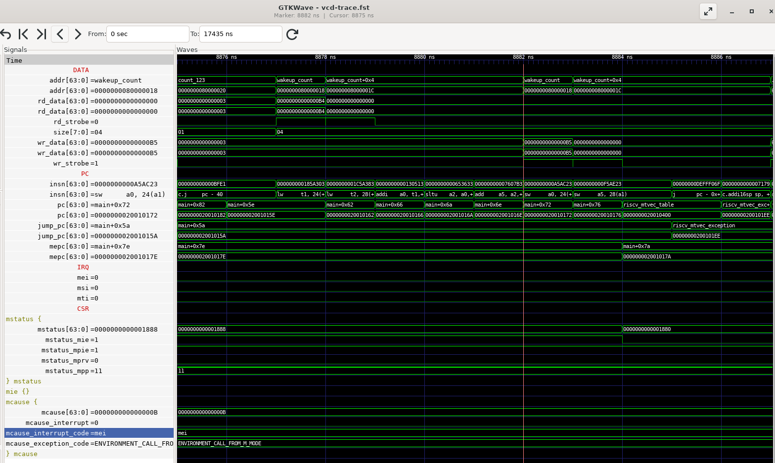 Example of firmware trace